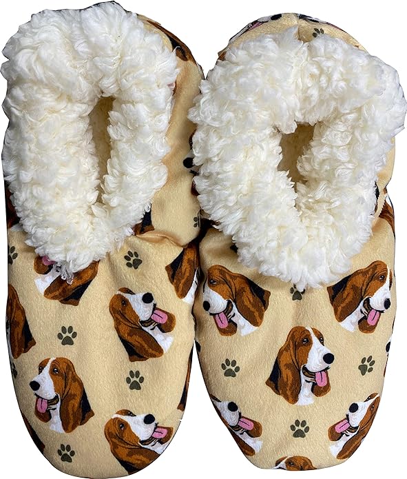 Basset Hound Super Soft Slippers - One Size Fits Most - Cozy House Slippers - Non Skid Bottom - perfect for Basset Hound gifts