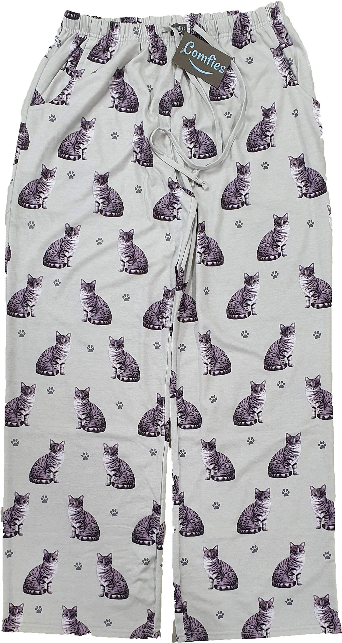 Silver Tabby Cat Lovers Pajama Bottoms -Unisex, Premium Quality