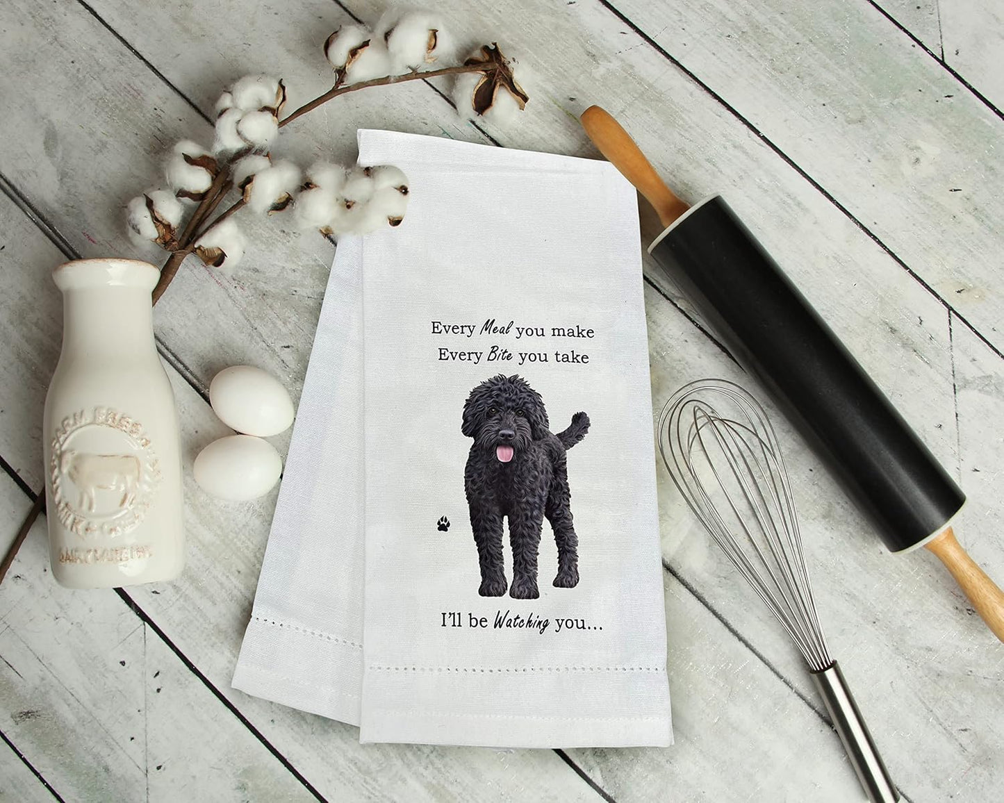 DARK LABRADOODLE Kitchen Towel - Soft Highly Absorbent - Dish Towels for Washing Dishes - Tea Towels - Reusable - Quick Drying - 100% Natural Cotton