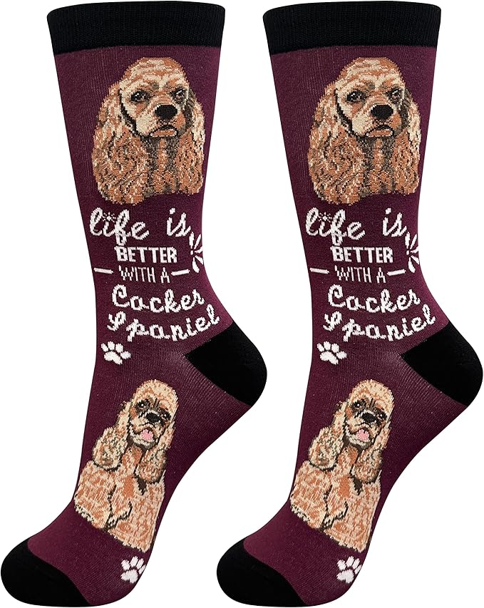 Cocker Spaniel Dog Lover Socks - All Season - One Size Fits Most - Unisex