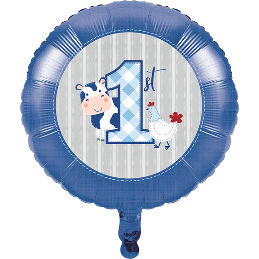 Farmhouse 1st Birthday Boy Mylar Balloon, 1 ct(Air-Helium)