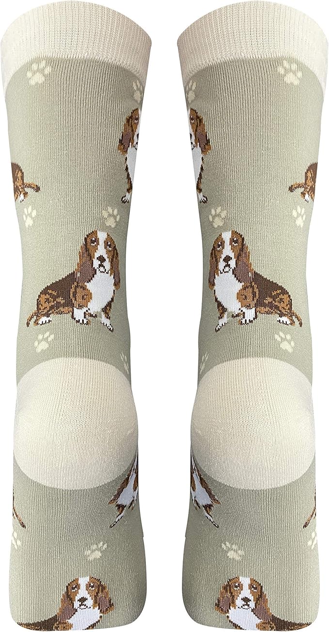 Basset Hound Dog Loves  Socks - All Season - One Size Fits Most - For Women And Men – Dog Gifts (Basset Hound)