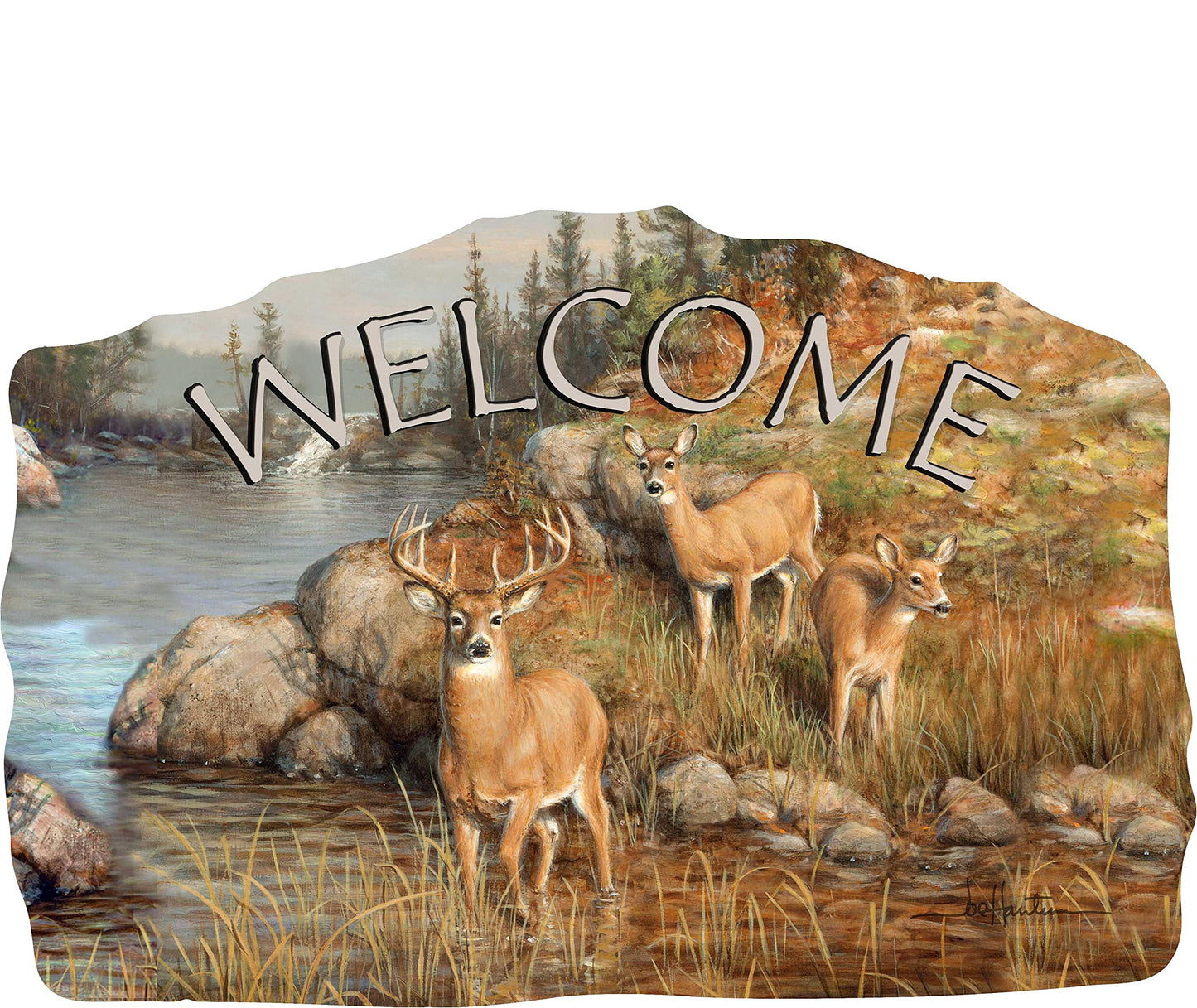 Welcome Wood Indian American Sign–Wood Sign Plaques for: Front Door/Porch/Home Interior/Wall/Room, Size of The Wood Plaque is 11.5" x 7.5",(Deers) DC12145C