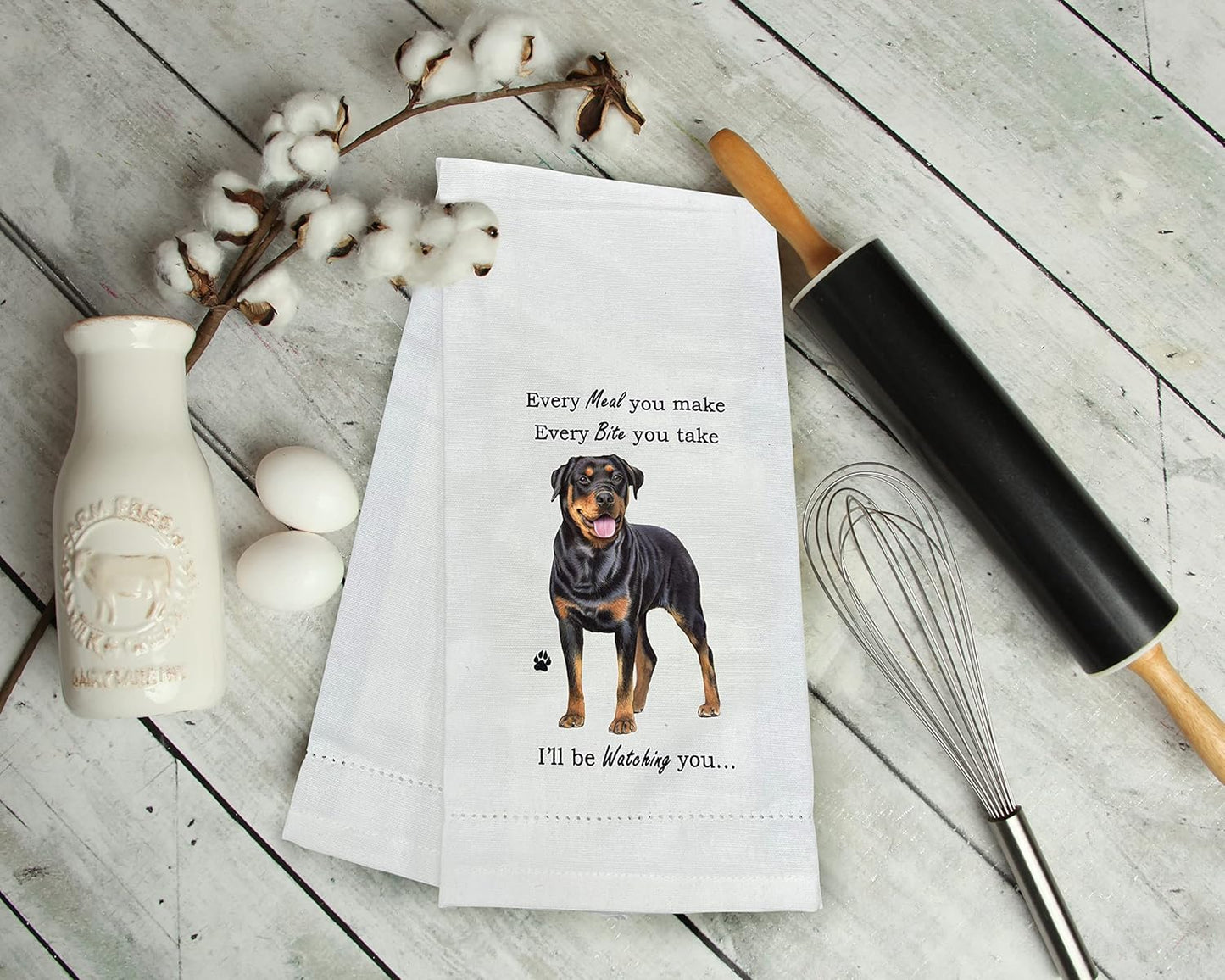 Rottweiler Dogs lover Kitchen Towel - Tea Towels Highly Absorbent - Reusable - Quick Drying - 100% Natural Cotton