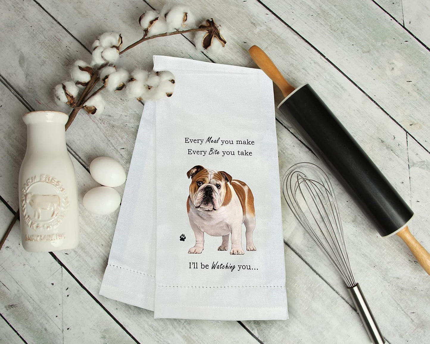 Bulldog lovers Kitchen Towel Tea Towels- Soft Highly Absorbent - Reusable - Quick Drying - 100% Natural Cotton