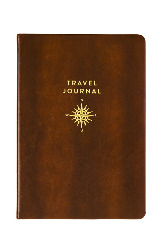 Eccolo Guided Travel Journal with Travel Themed Art & Quotations, 6x8, Brown