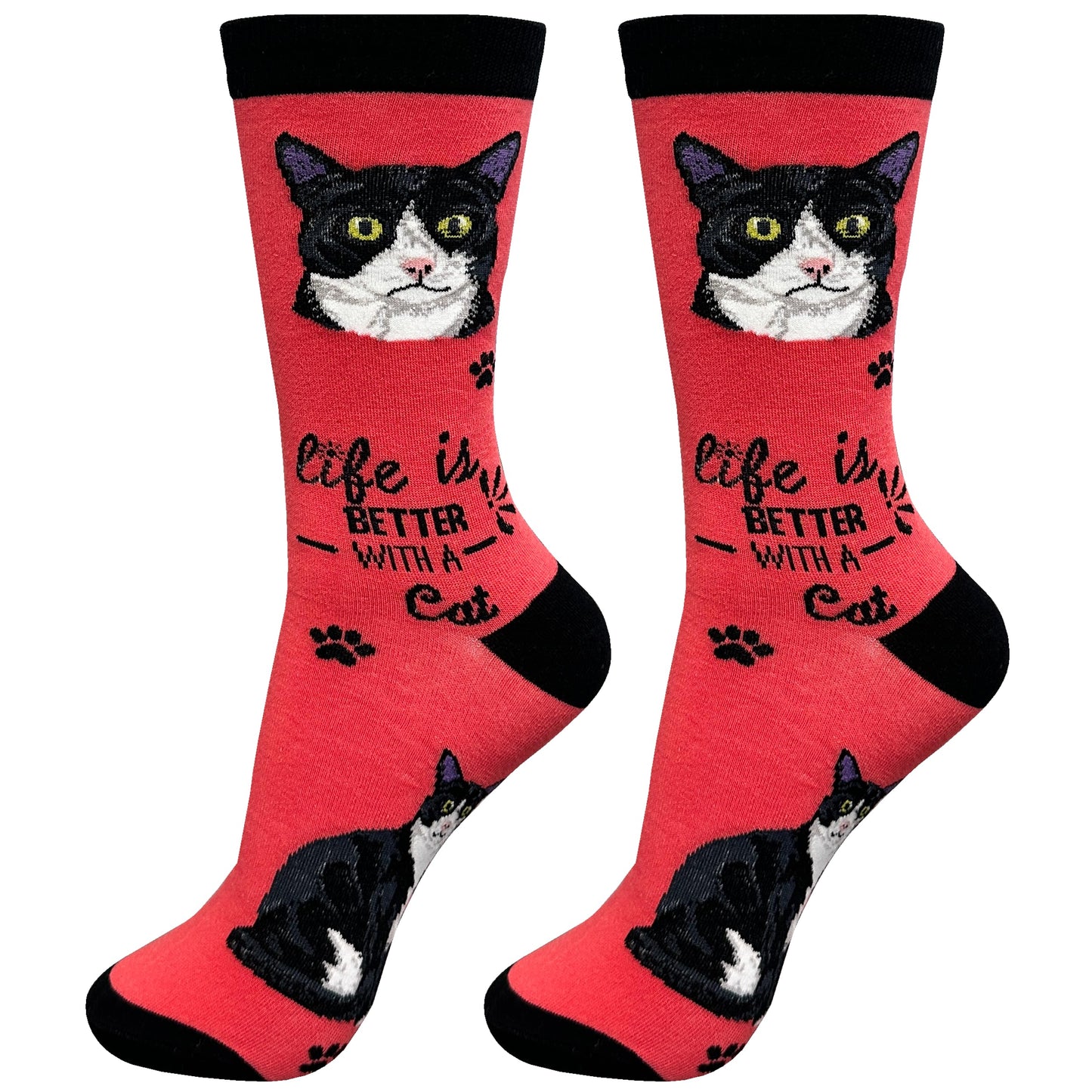 Black&White Cat Socks- Pet Lover Socks- Pet Lover Gifts - Cute Crew Socks - Unisex