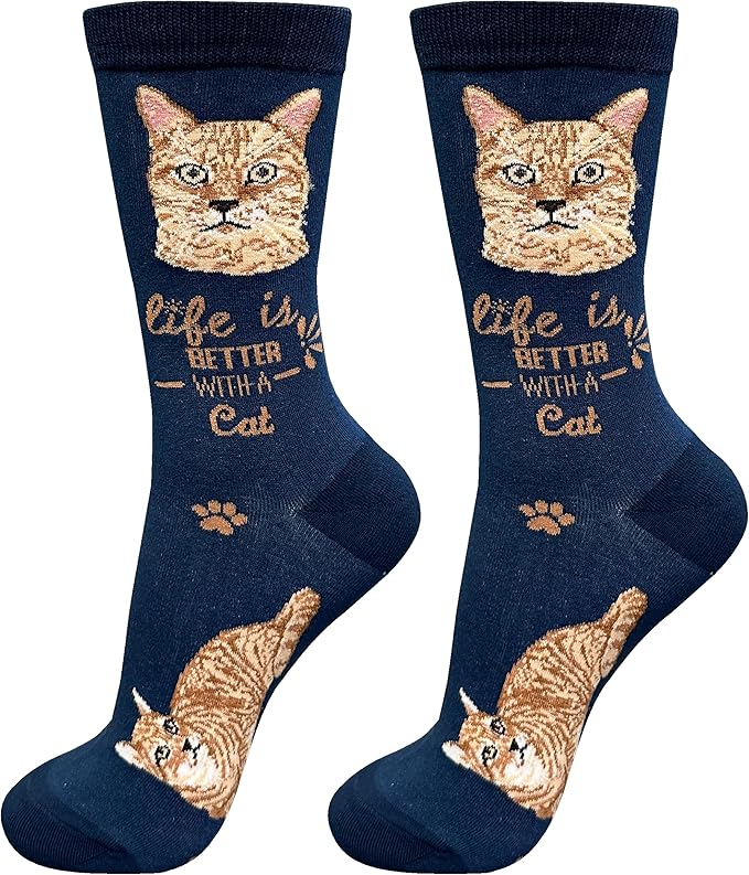 Tabby Orange Cat Pet Lover Socks - Fun - All Season - One Size Fits Most - For Women And Men – Cat Gifts