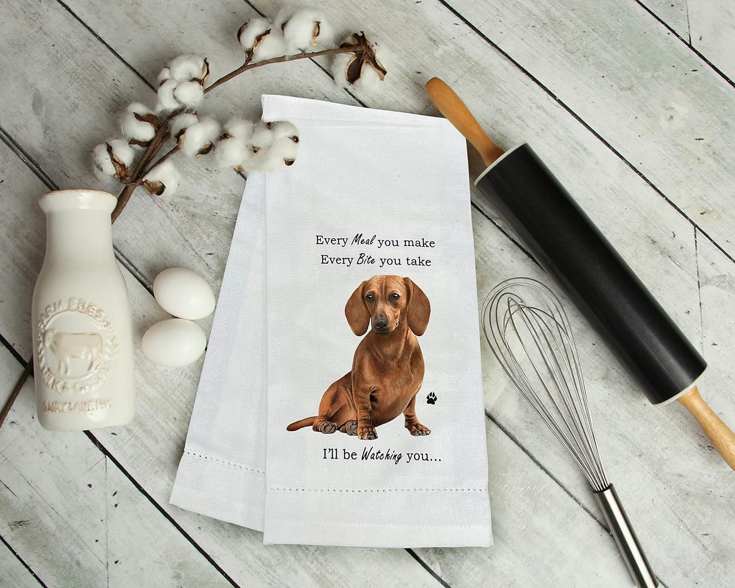 Red Dachshund Dogs lover Kitchen Towel Tea towel- Soft Highly Absorbent - Reusable - Quick Drying - 100% Natural Cotton