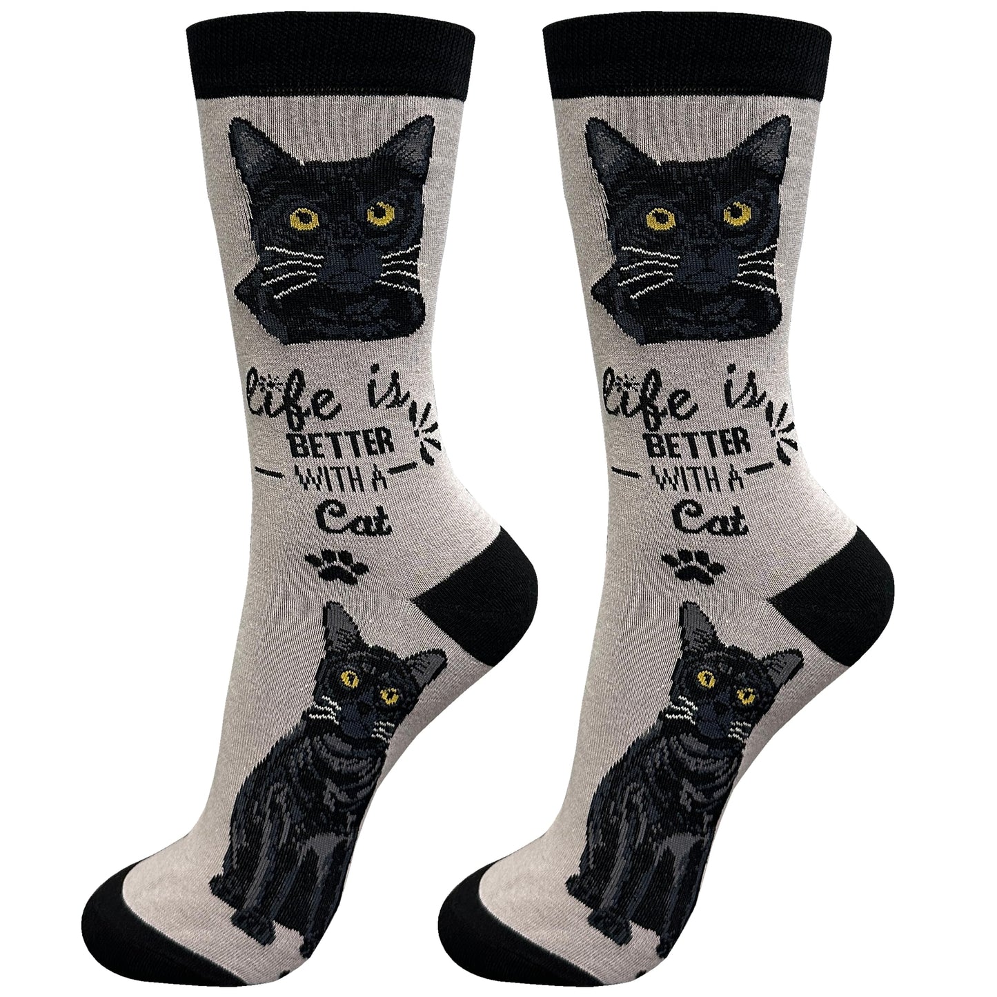 Black Cat Lover Socks - Cute Crew Socks - Unisex - one size fits most - Premium Quality