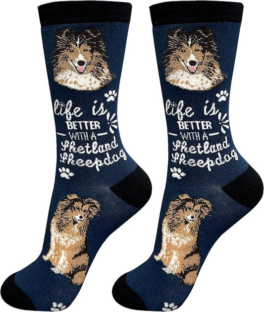 Sheltie Dog Lovers Socks - All Season - One Size Fits Most - Unisex,Premium Quality