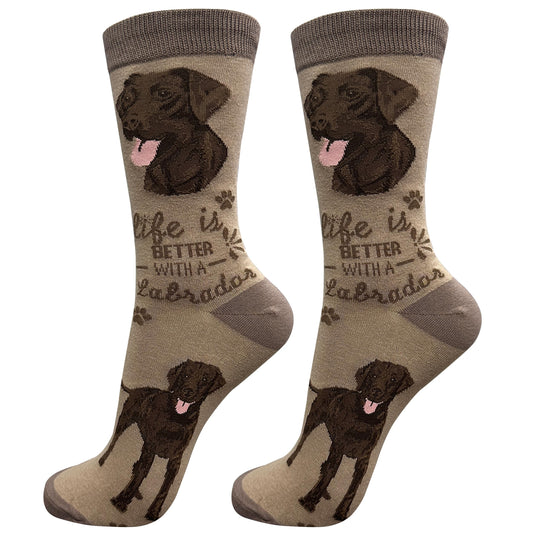 Chocolate Labrador  Pet Lover Socks - Dog Socks - Pet Lover Gifts - Cute Crew Socks - Unisex - Novelty Socks