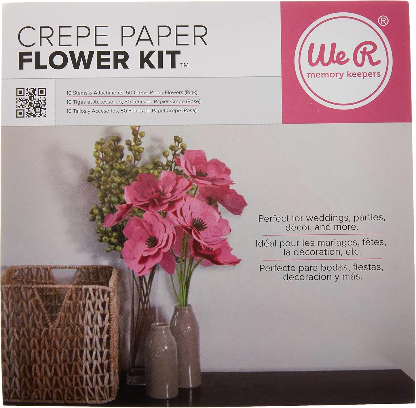 We R Memory Keepers Crepe Paper Flowers Pink