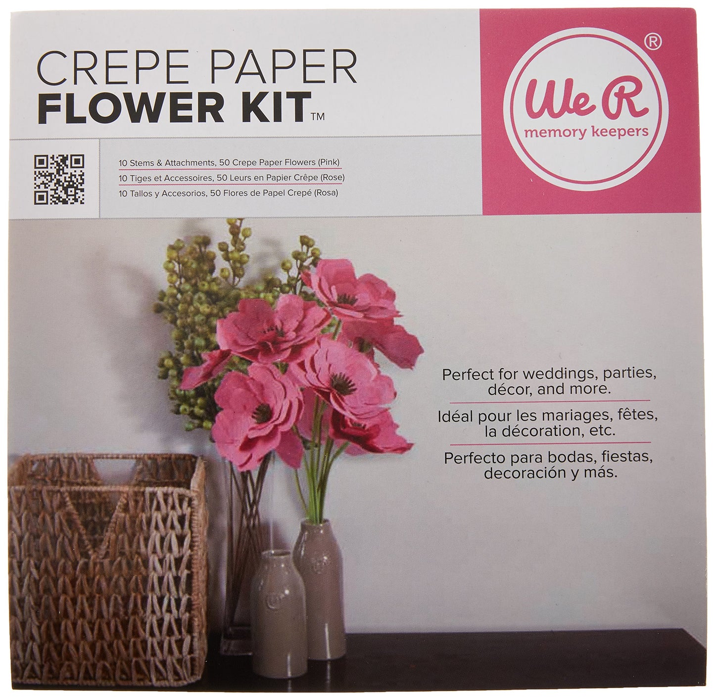 We R Memory Keepers Crepe Paper Flowers Pink