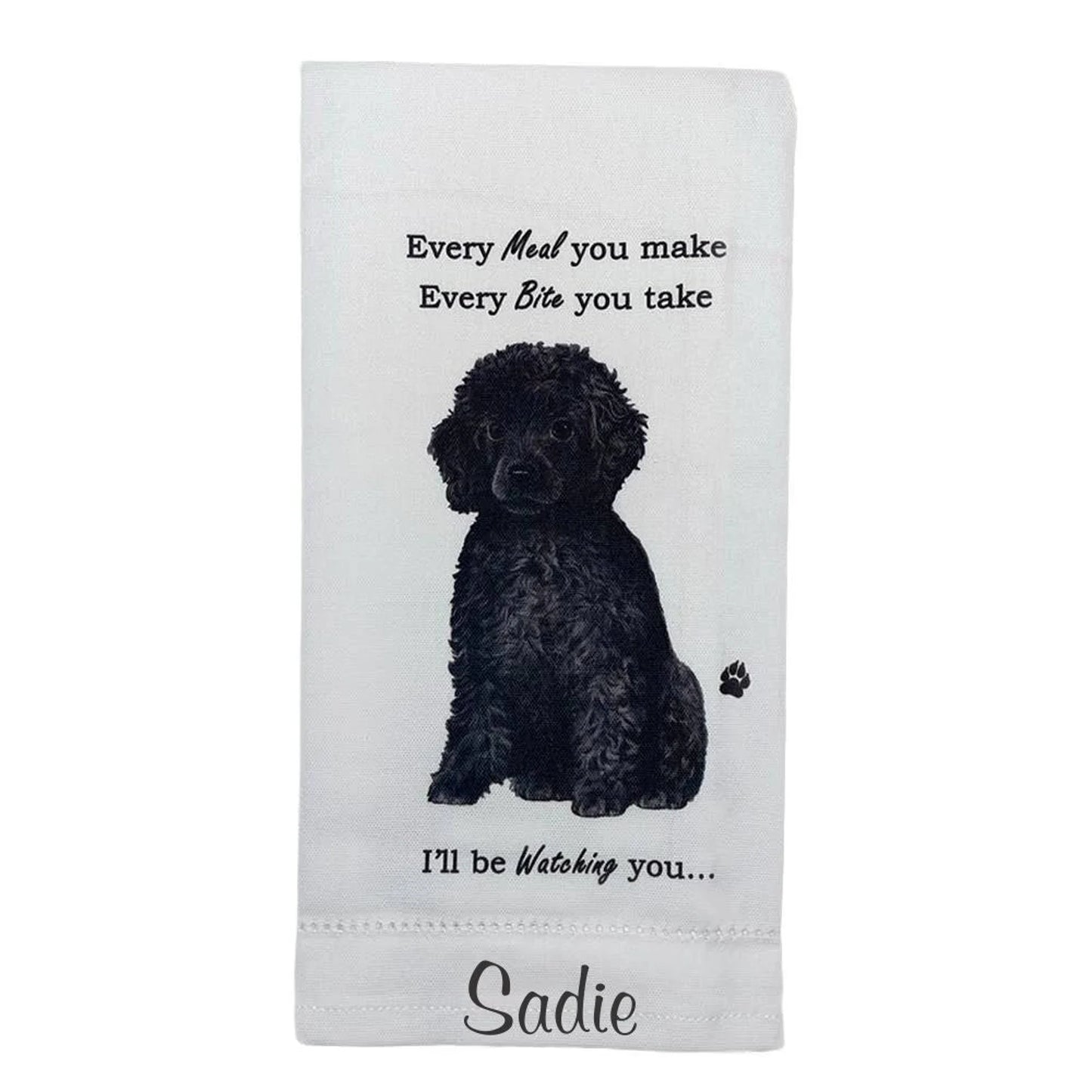 Black Poodle Dog Lovers Kitchen Towel - Soft Highly Absorbent - Dish Towels for Washing Dishes - Tea Towels - Reusable - Quick Drying - 100% Natural Cotton