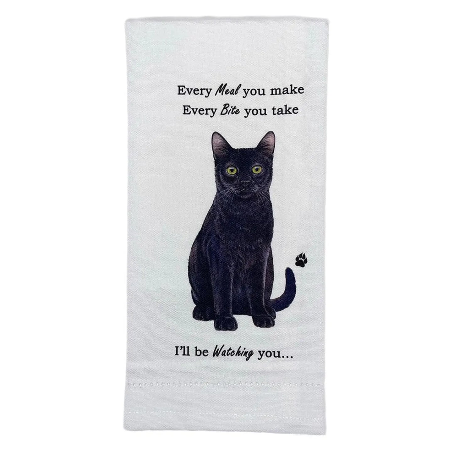 Black Cat Lovers Kitchen Towel - Soft Highly Absorbent - Dish Towels for Washing Dishes - Tea Towels - Reusable - Quick Drying - 100% Natural Cotton