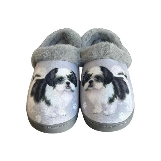 Shih Tzu, Black and white Lovers Snuggs Slippers - Cozy and Comfy for Pet Lovers - Gift Ideas for Pet Lovers
